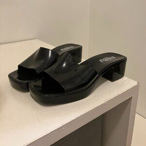 Mad Love MARNI Black Jelly Slides Mules Sandals Heels Size 7